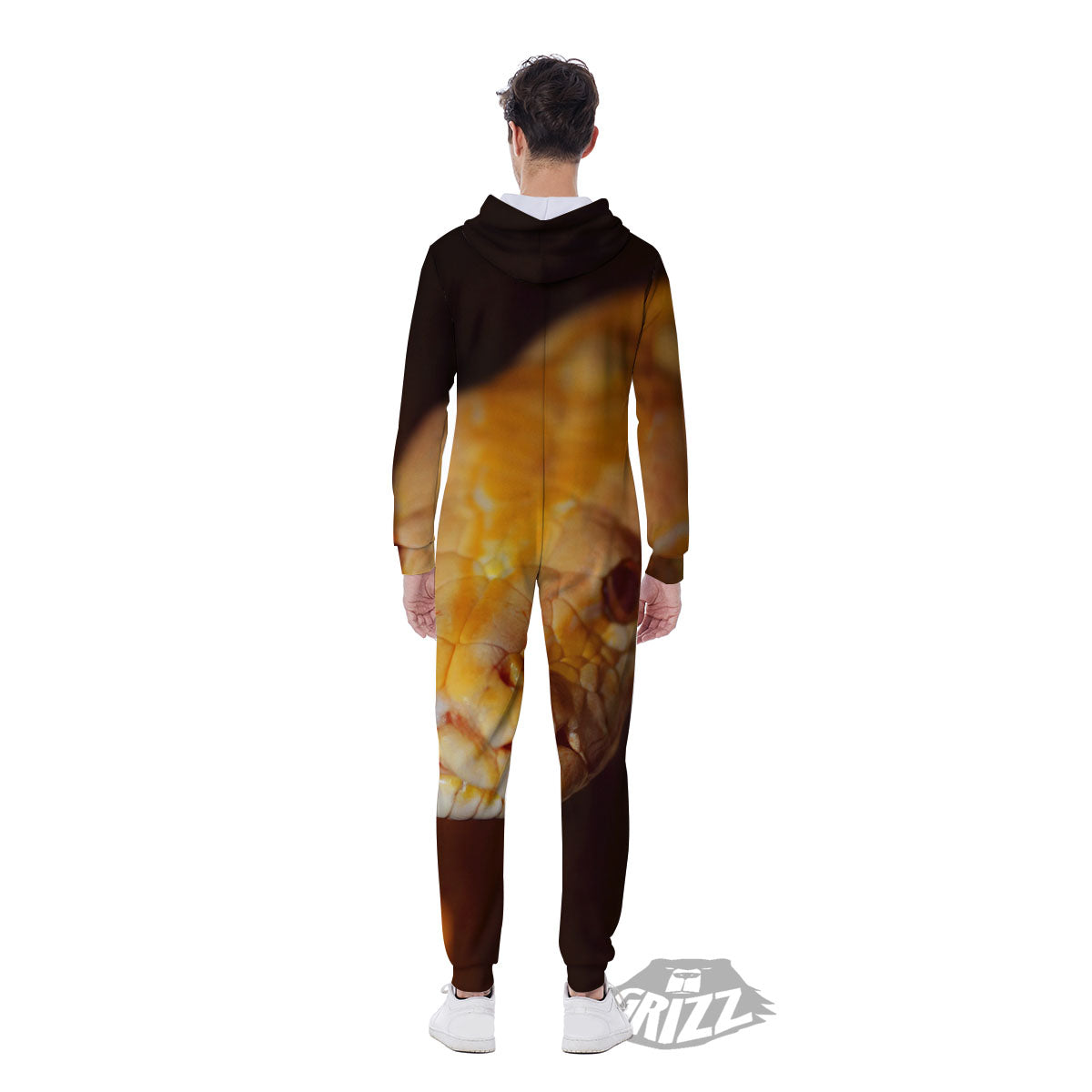 Snake Albino Print Men's Jumpsuit-grizzshop