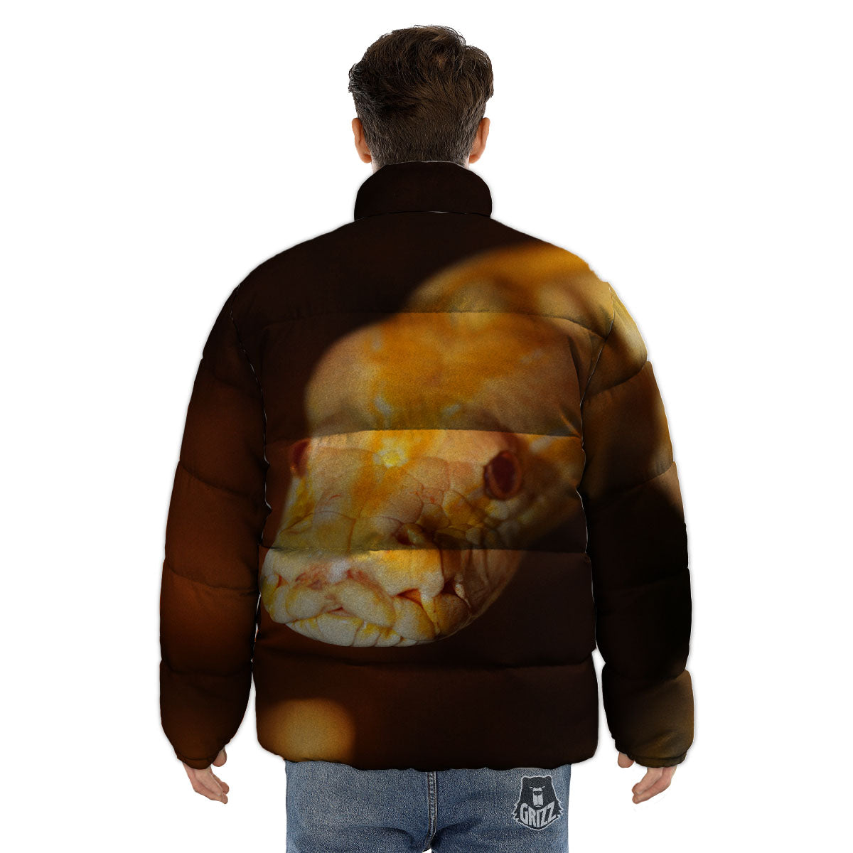 Snake Albino Print Puffer Jacket-grizzshop