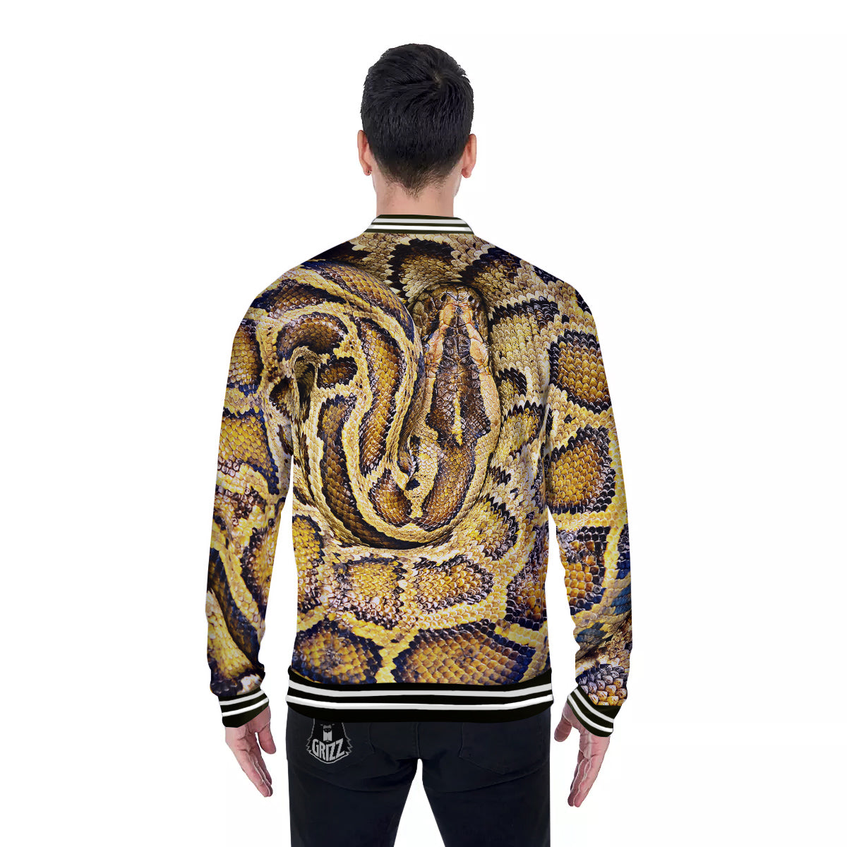 Snake Burmese Python Print Baseball Jacket-grizzshop
