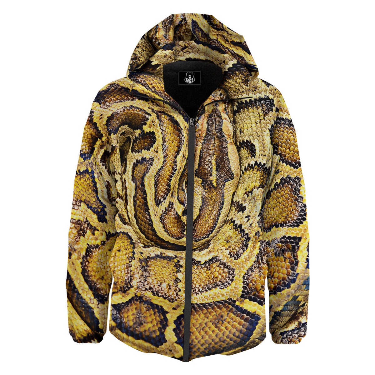 Snake Burmese Python Print Down Jacket-grizzshop