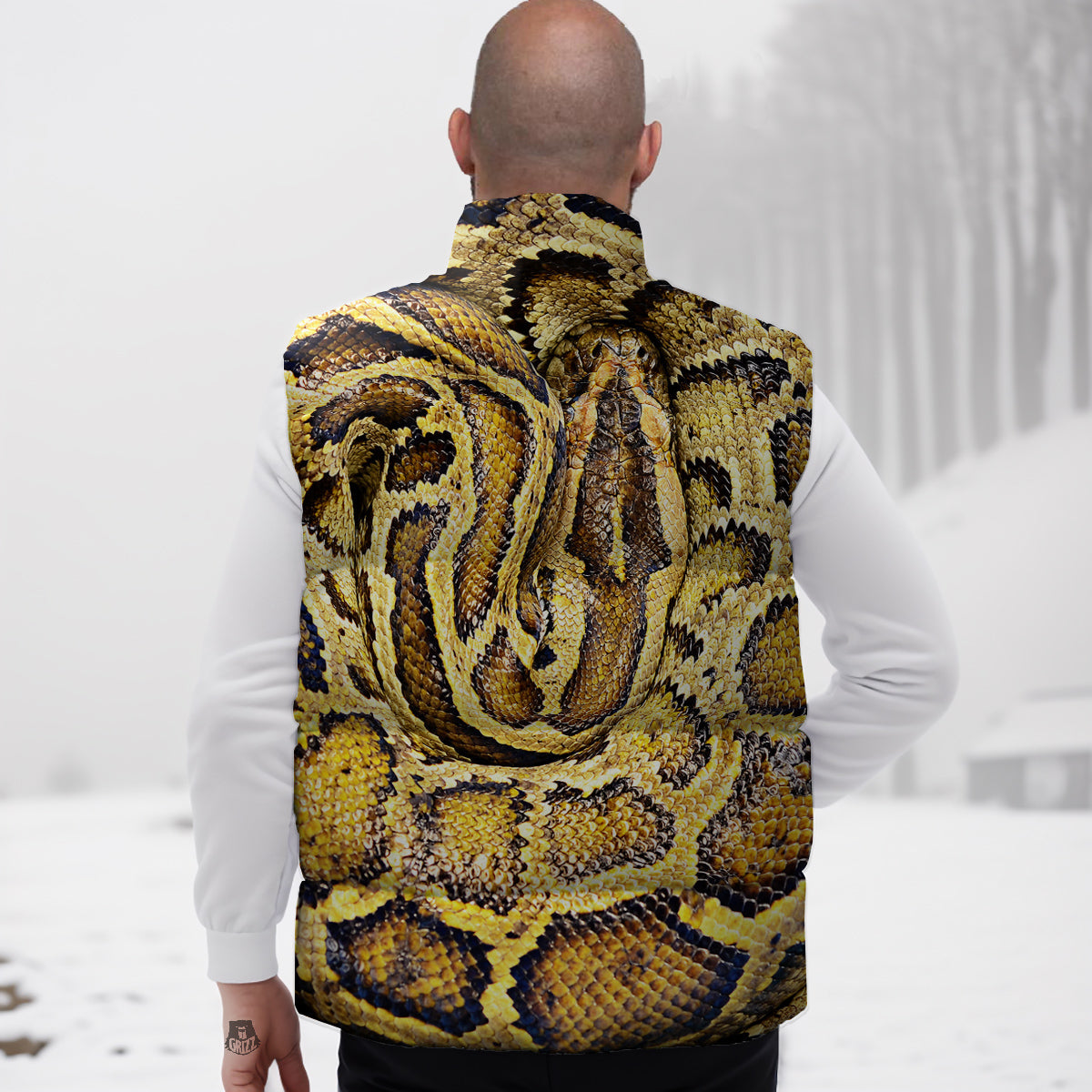 Snake Burmese Python Print Down Vest