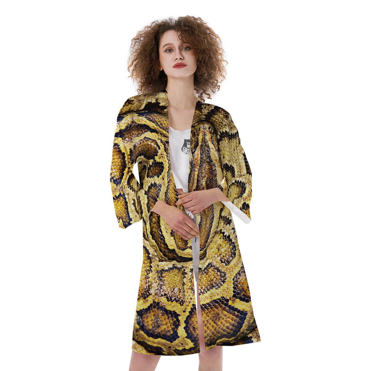 Snake Burmese Python Print Kimono-grizzshop