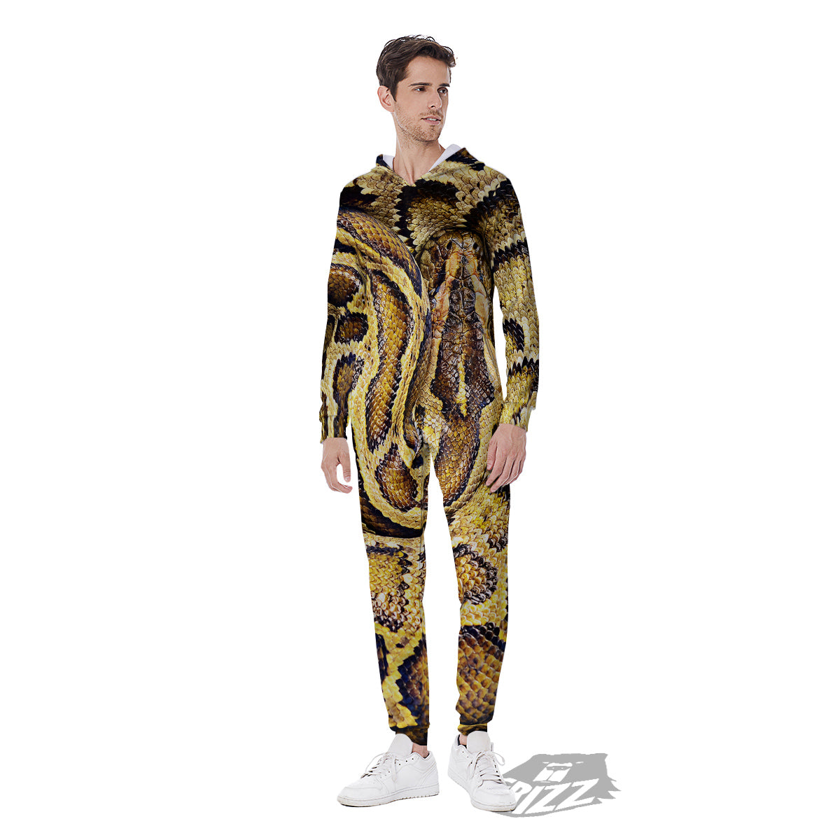 Snake Burmese Python Print Men's Jumpsuit-grizzshop
