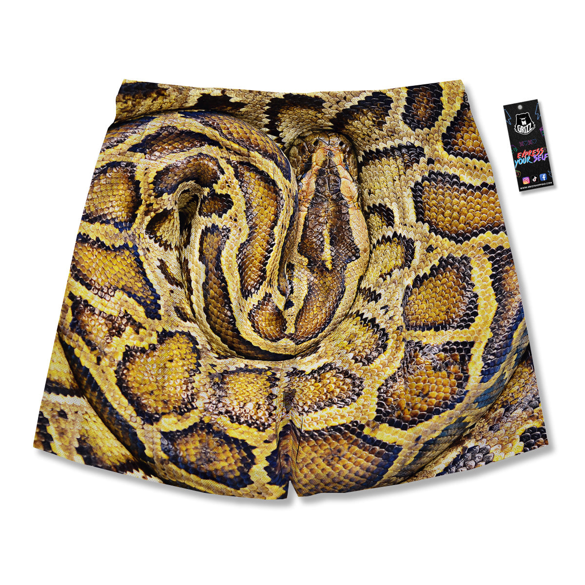 Snake Burmese Python Print Men's Running Shorts-grizzshop