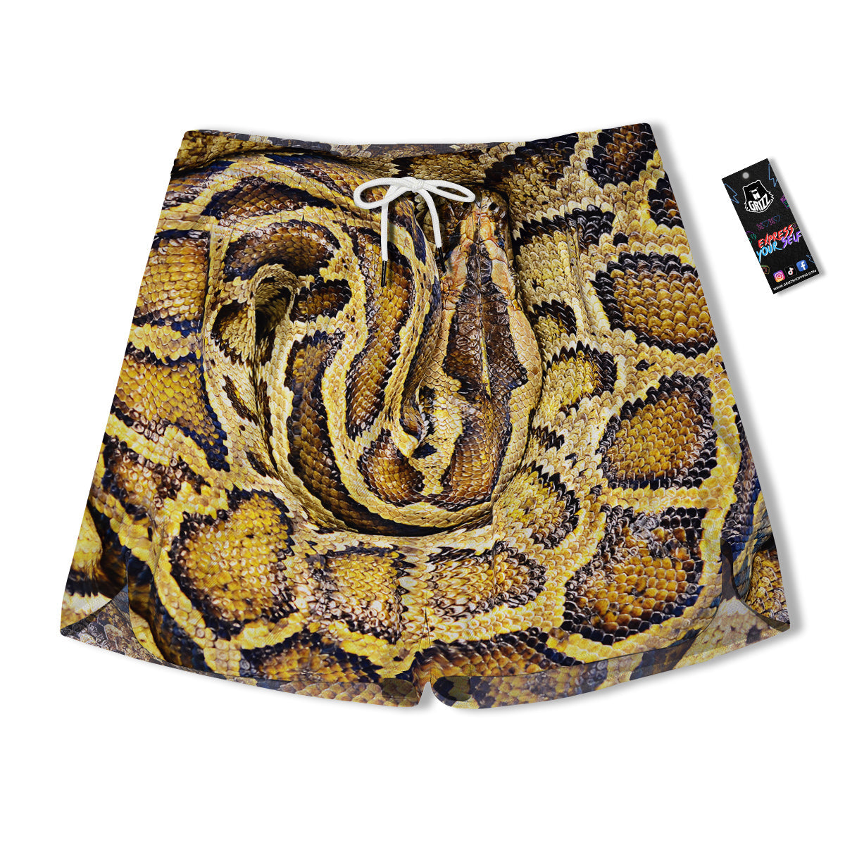 Snake Burmese Python Print Men's Running Shorts-grizzshop