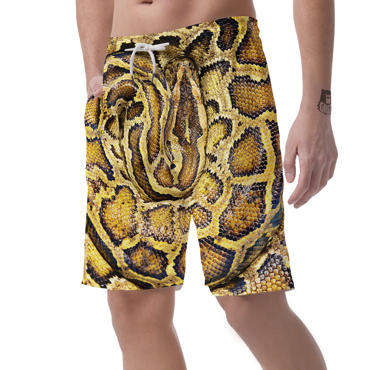 Snake Burmese Python Print Men's Shorts-grizzshop