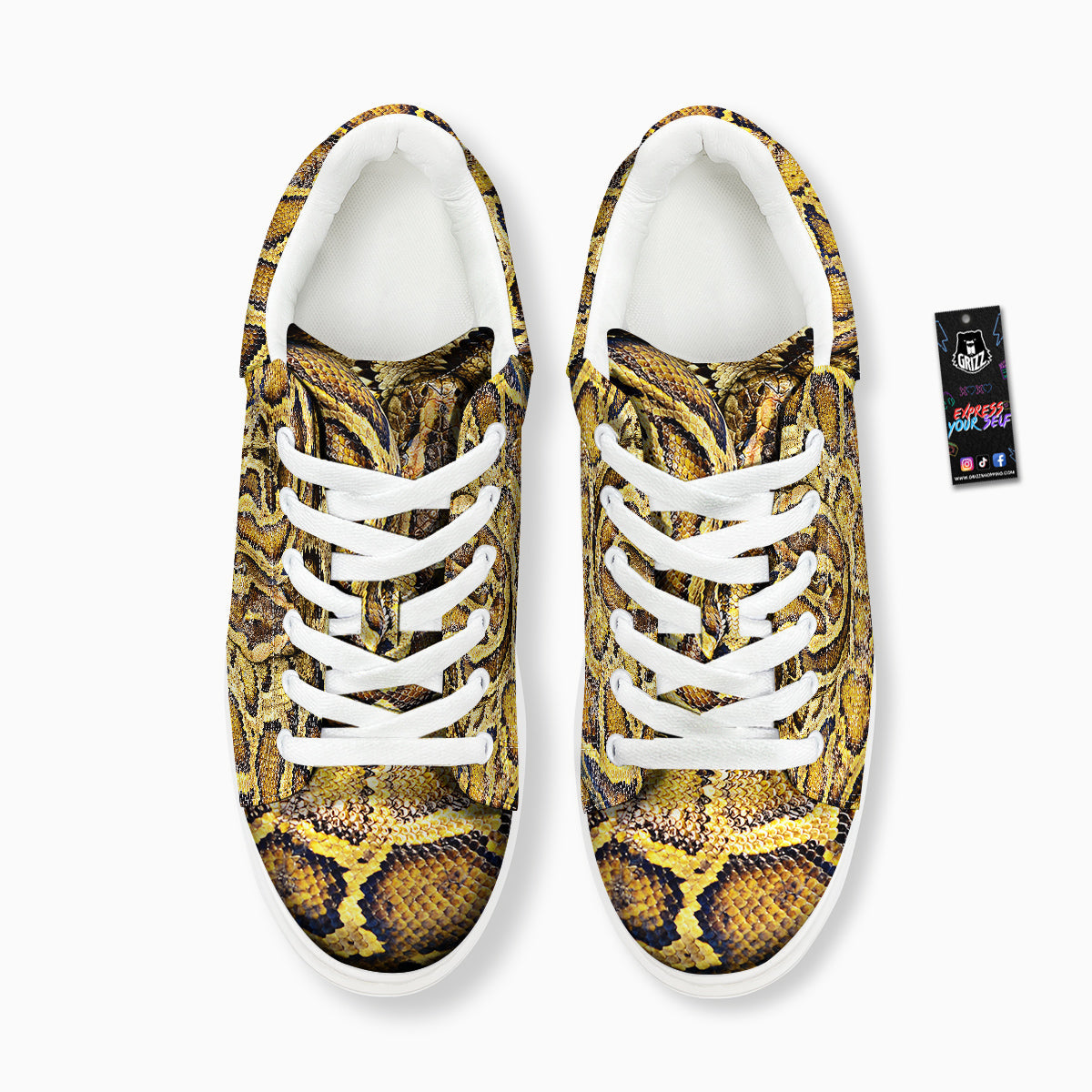 Snake Burmese Python Print Platform Shoes-grizzshop