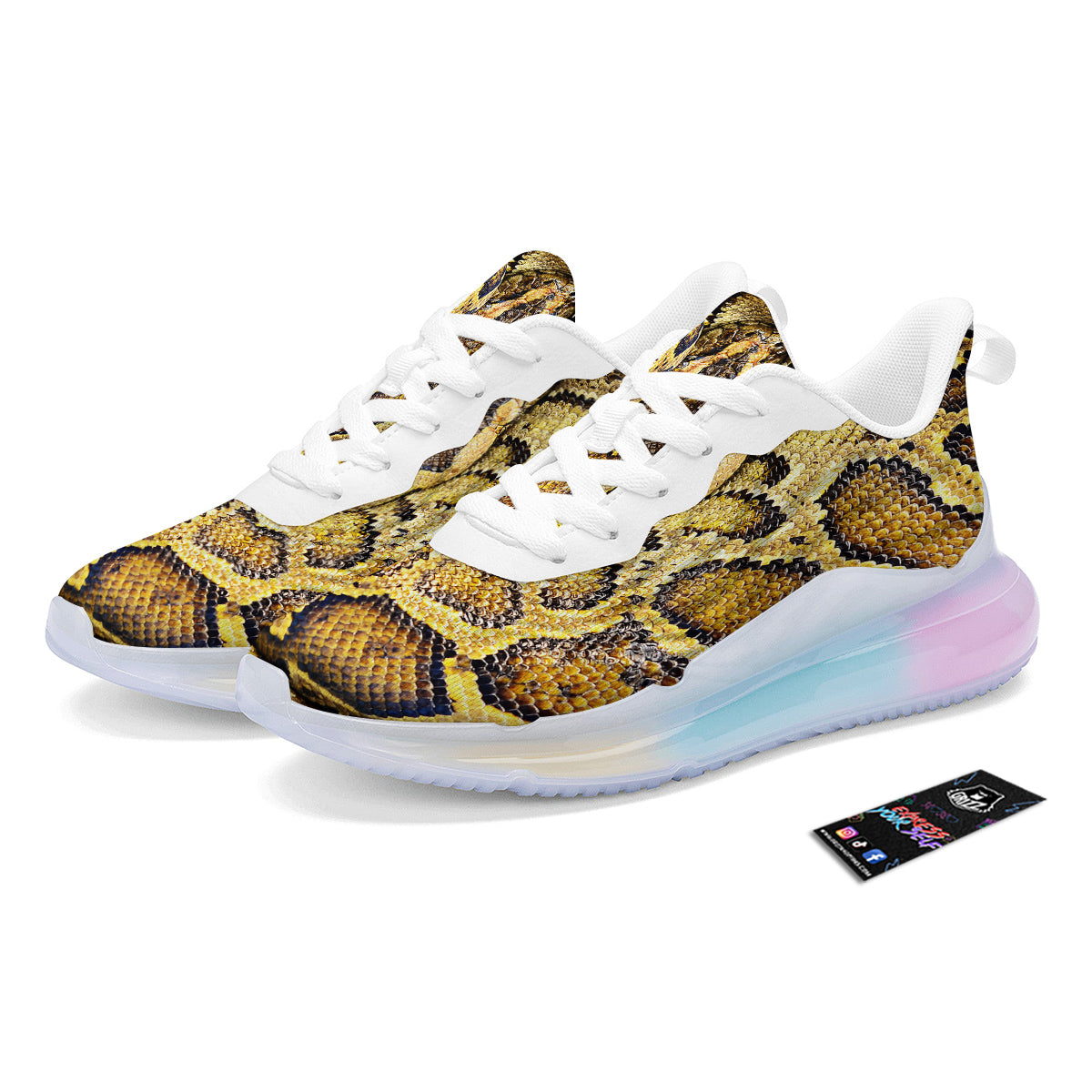 Snake Burmese Python Print Running Sneakers-grizzshop