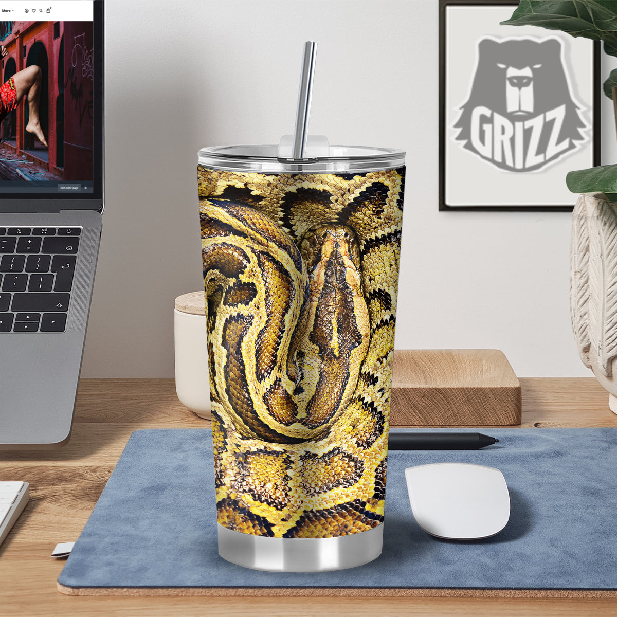 Snake Burmese Python Print Tumbler-grizzshop