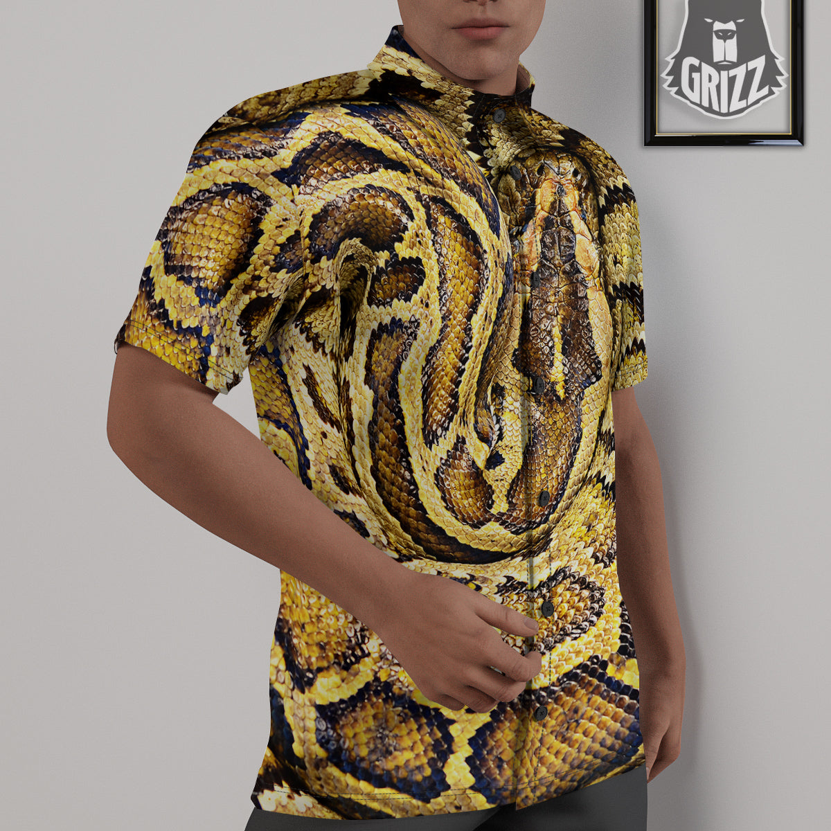 Snake Burmese Python Print Untucked Shirts-grizzshop