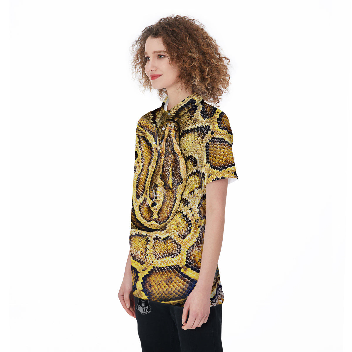Snake Burmese Python Print Women's Golf Shirts-grizzshop
