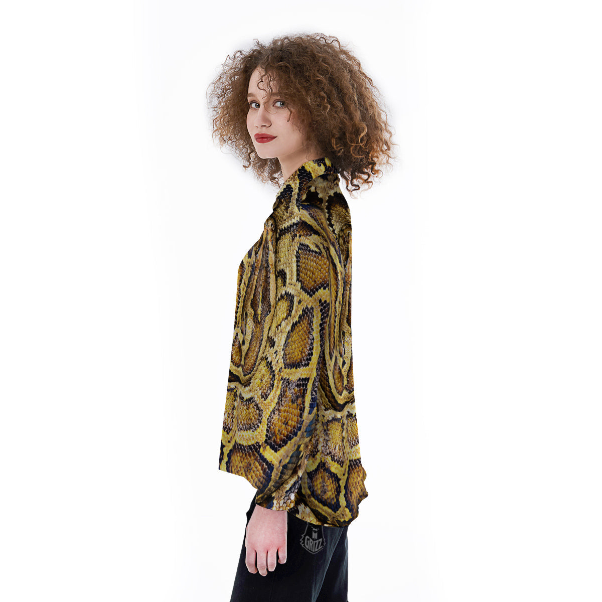 Snake Burmese Python Print Women's Long Sleeve Shirts-grizzshop