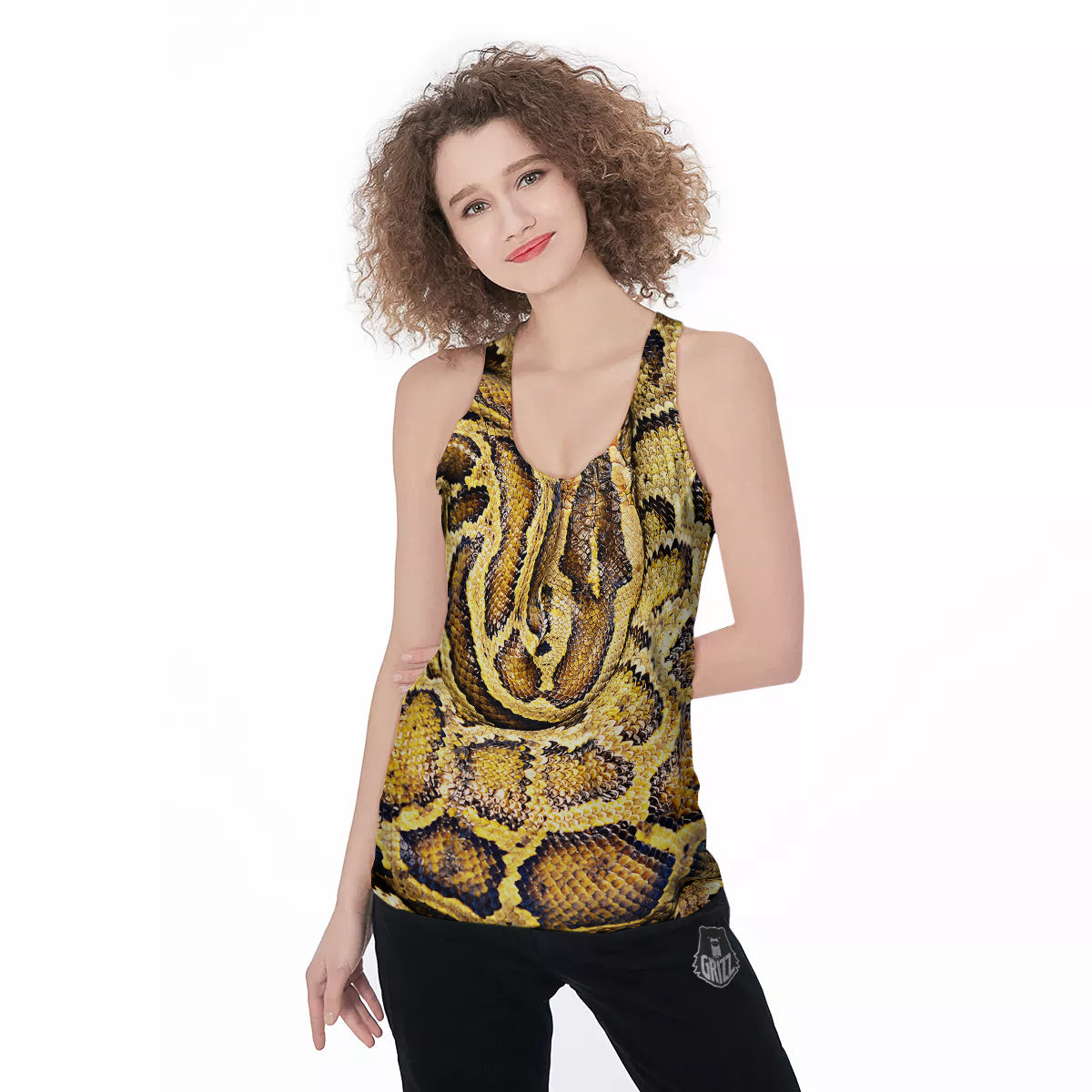 Snake Burmese Python Print Women's Racerback Tank Top-grizzshop