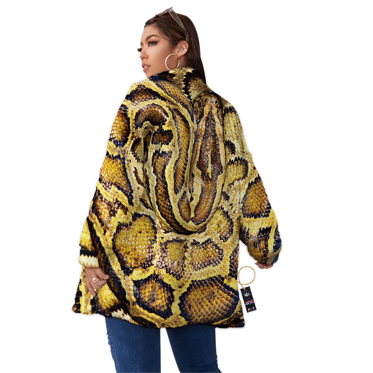 Snake Burmese Python Print Women's Sherpa Jacket-grizzshop