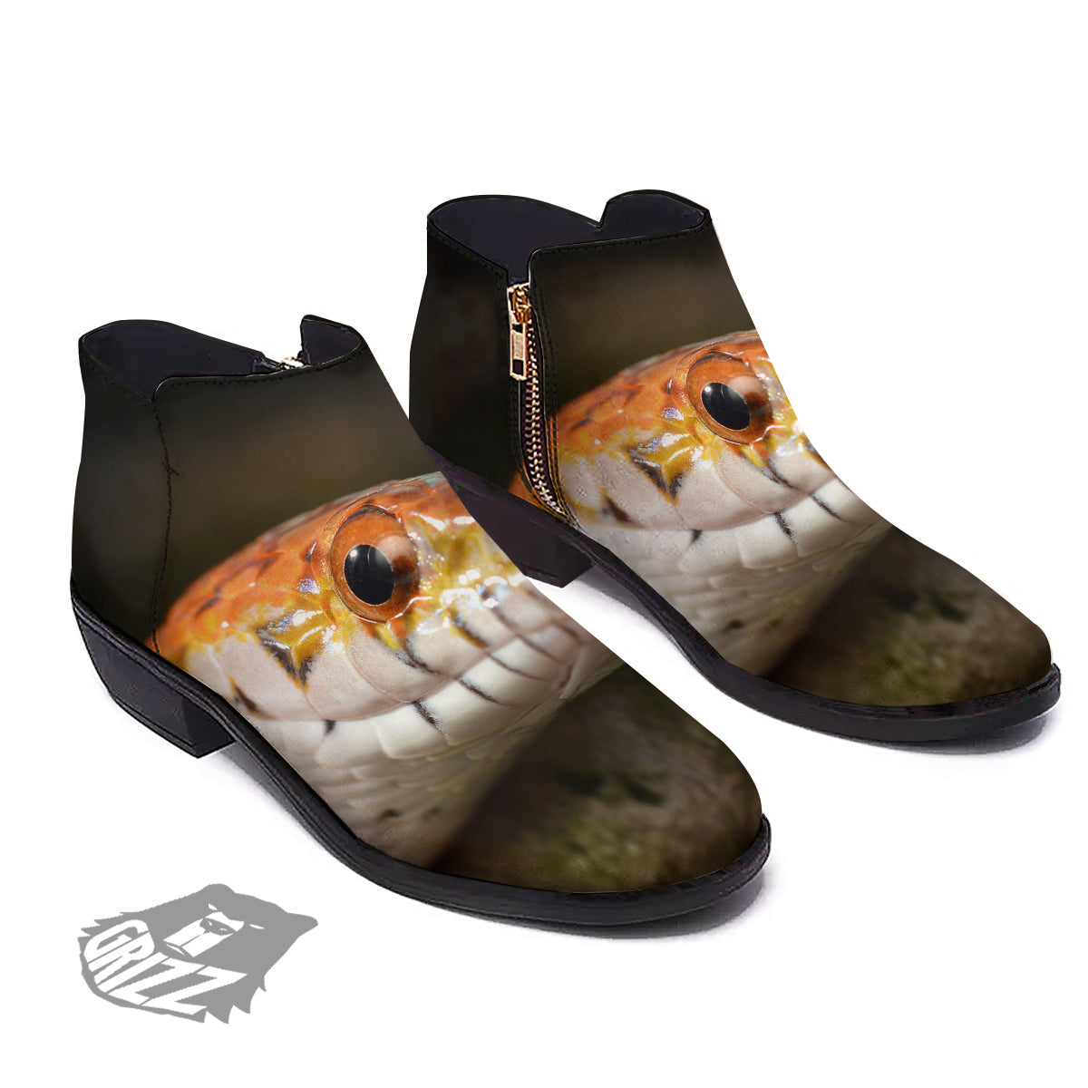 Snake Corn Print Ankle Boots-grizzshop