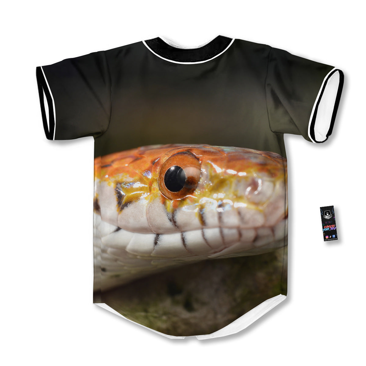Snake Corn Print Baseball Jersey-grizzshop