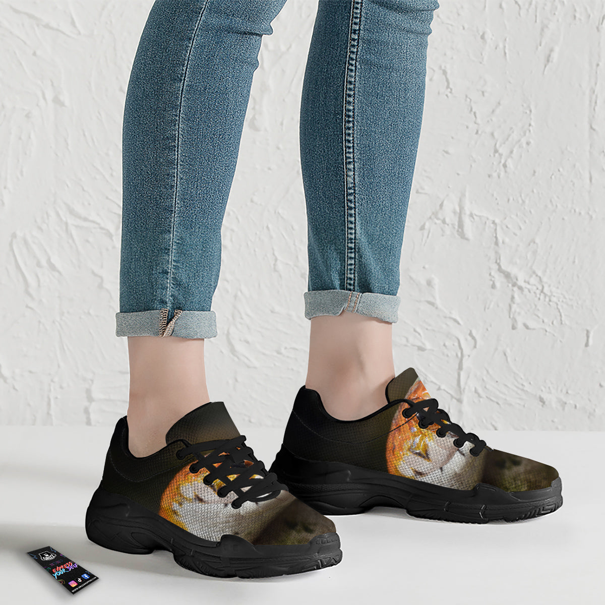 Snake Corn Print Black Chunky Shoes-grizzshop