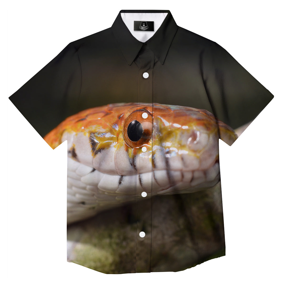 Snake Corn Print Button Up Shirt-grizzshop