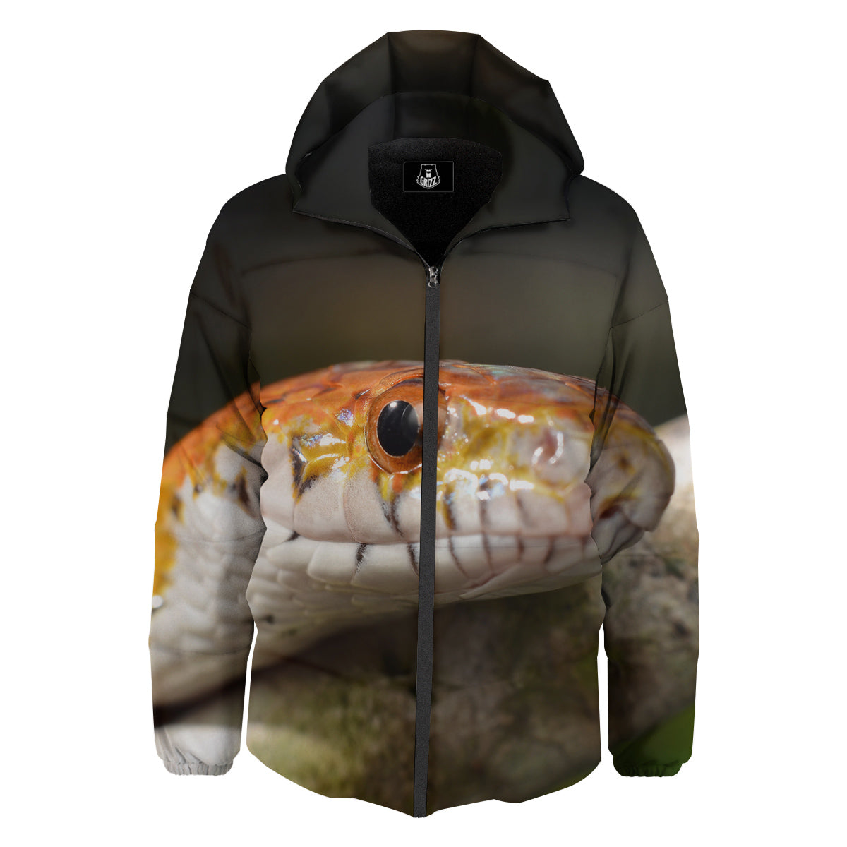 Snake Corn Print Down Jacket-grizzshop