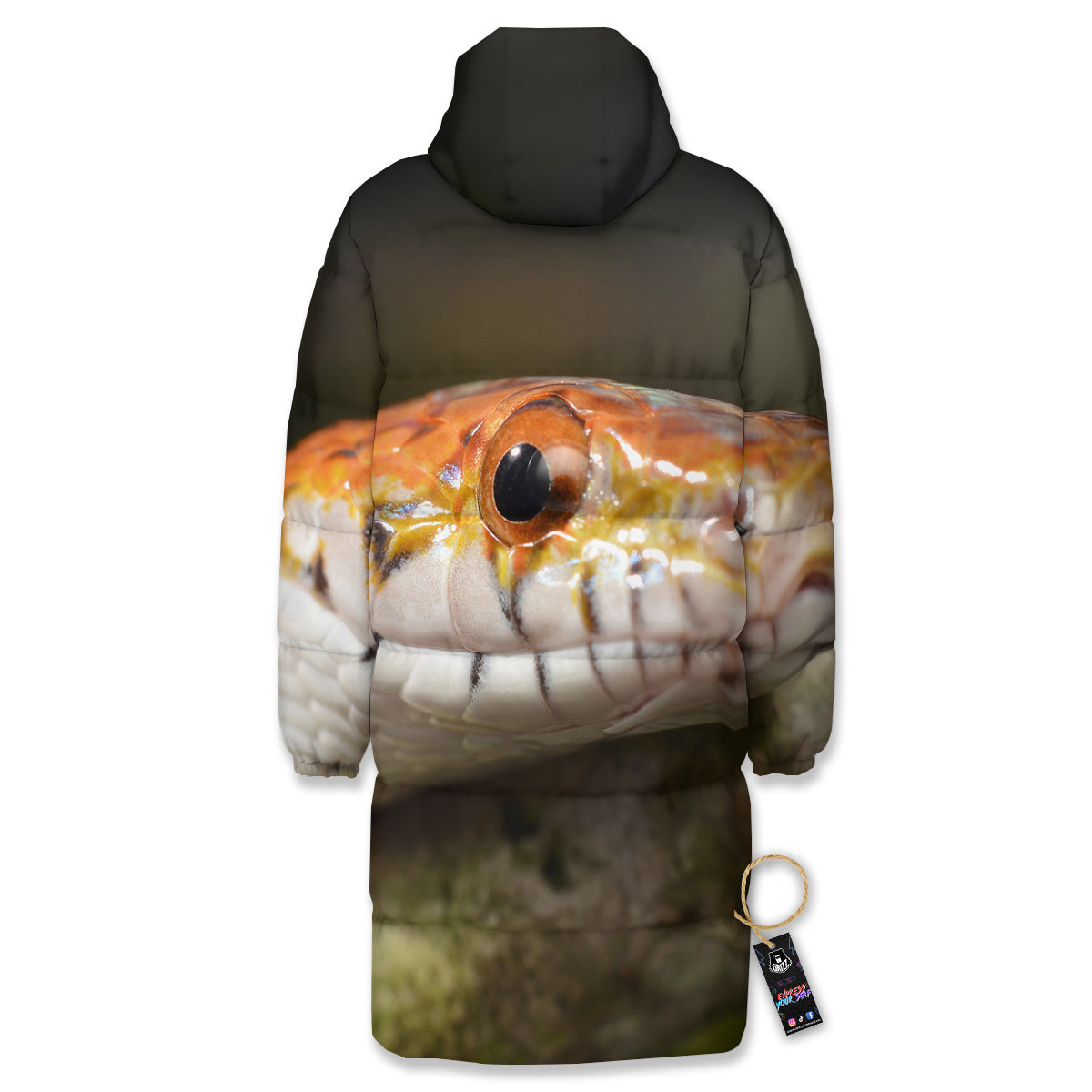 Snake Corn Print Long Down Jacket-grizzshop