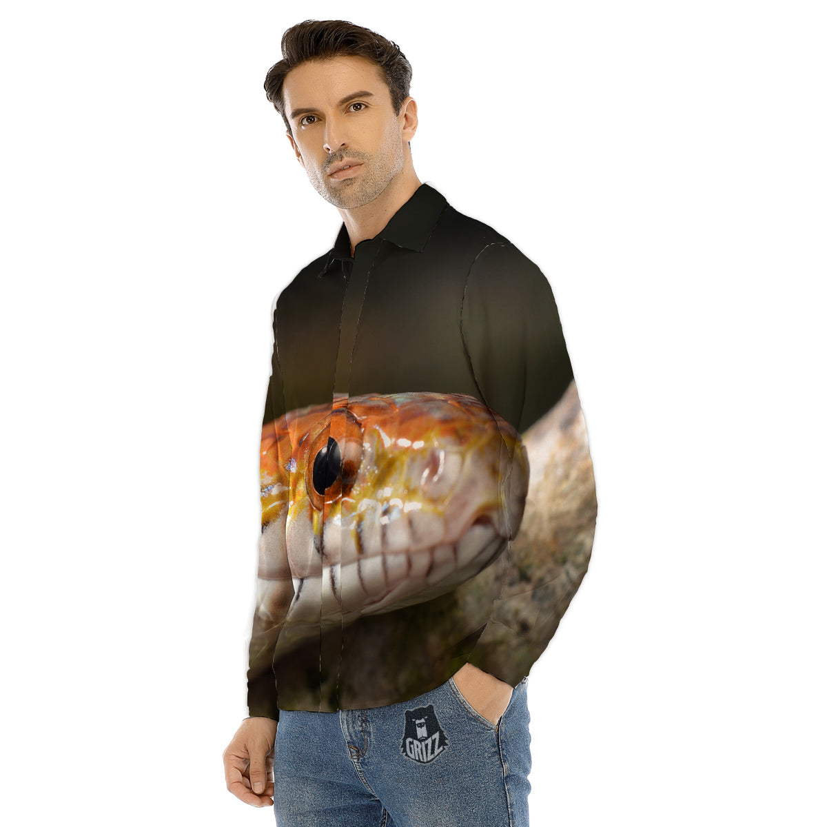 Snake Corn Print Men's Dress Shirts-grizzshop