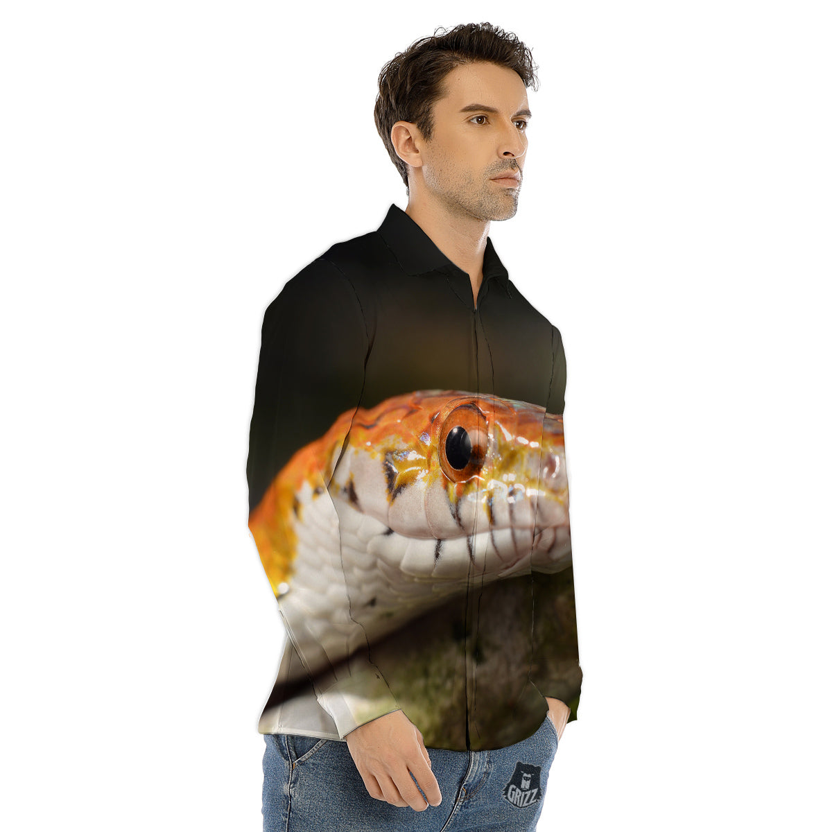 Snake Corn Print Men's Dress Shirts-grizzshop