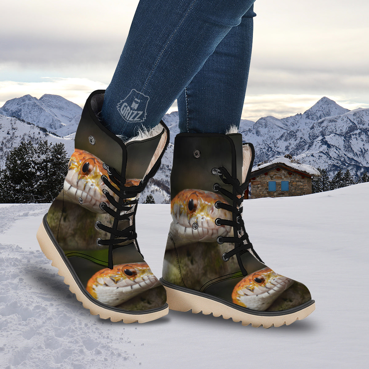 Snake Corn Print Snow Boots-grizzshop