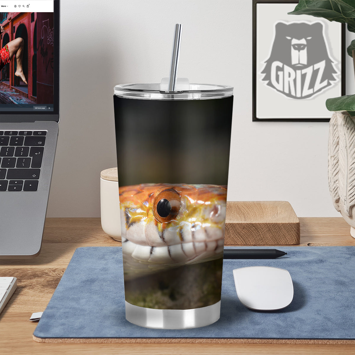 Snake Corn Print Tumbler-grizzshop