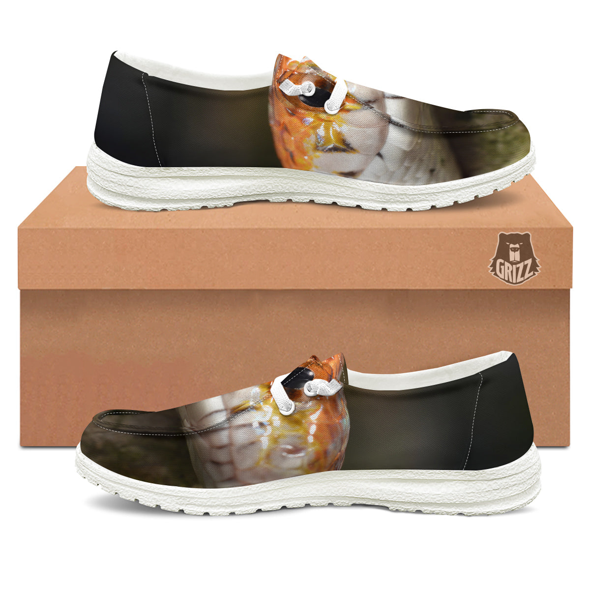 Snake Corn Print White Loafers-grizzshop