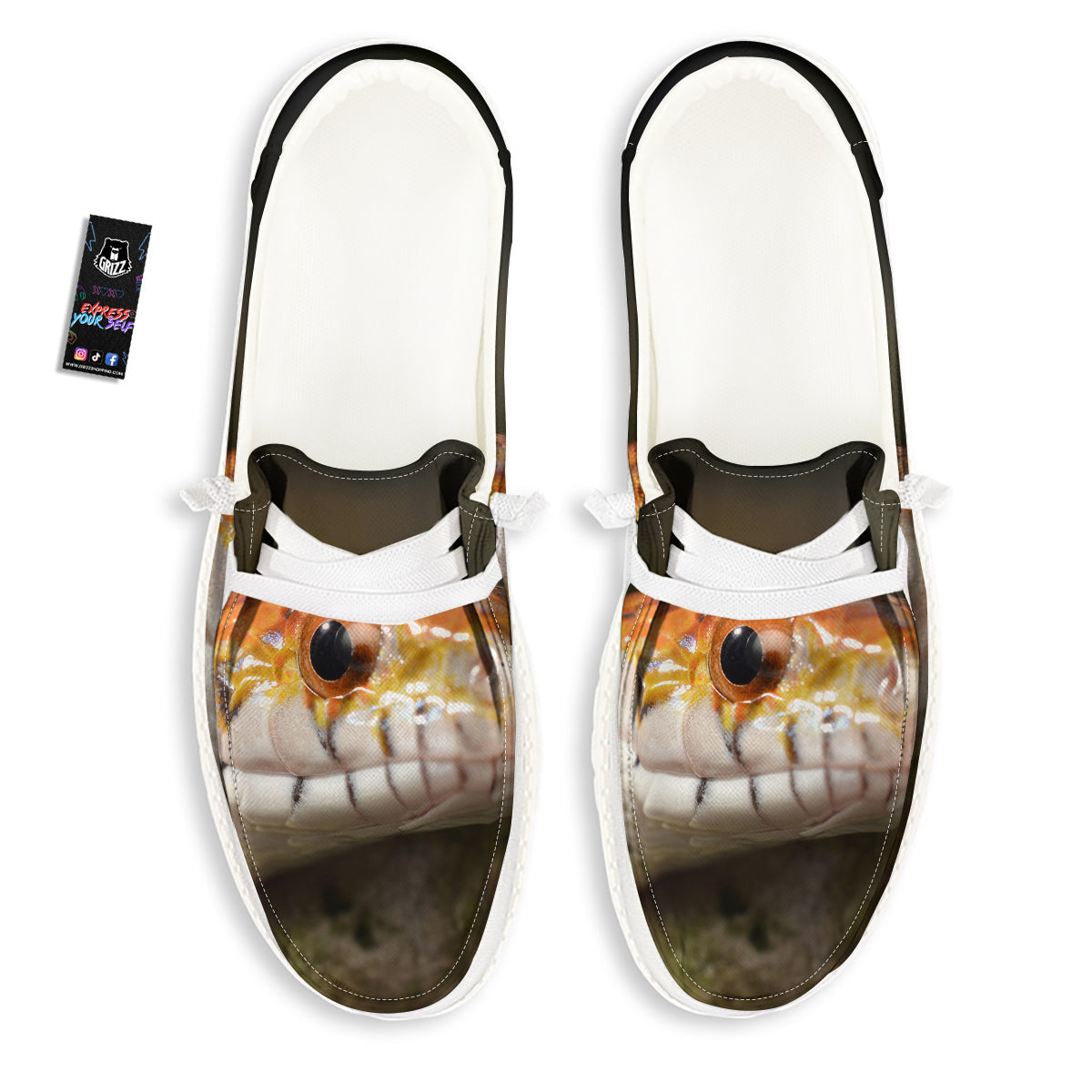 Snake Corn Print White Loafers-grizzshop