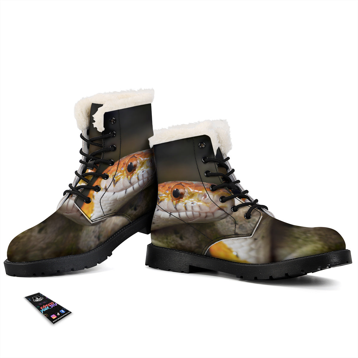 Snake Corn Print Winter Boots-grizzshop