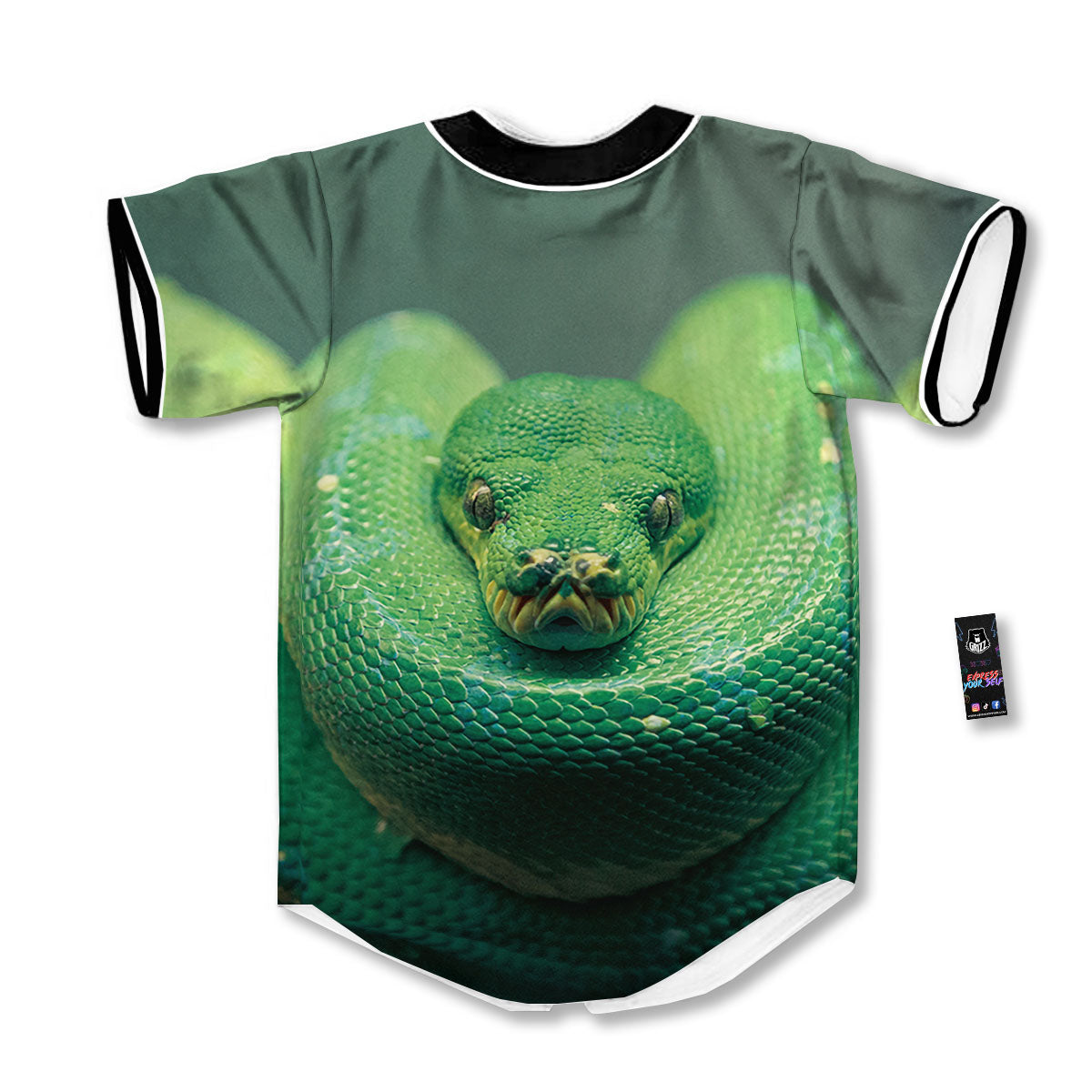 Snake Emerald Tree Boa Print Baseball Jersey-grizzshop