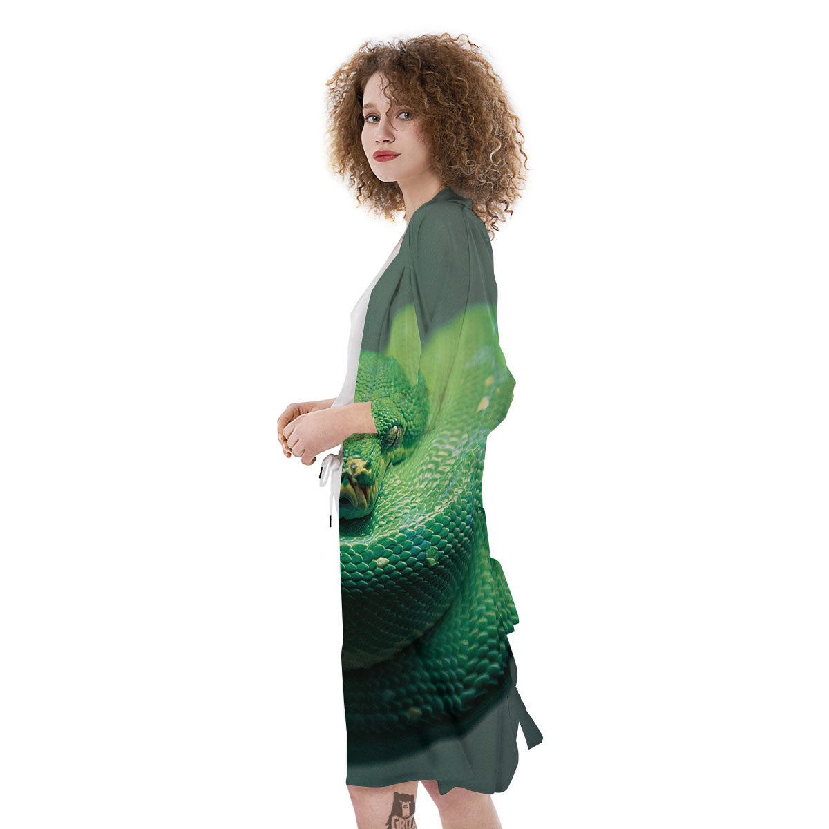 Snake Emerald Tree Boa Print Kimono-grizzshop