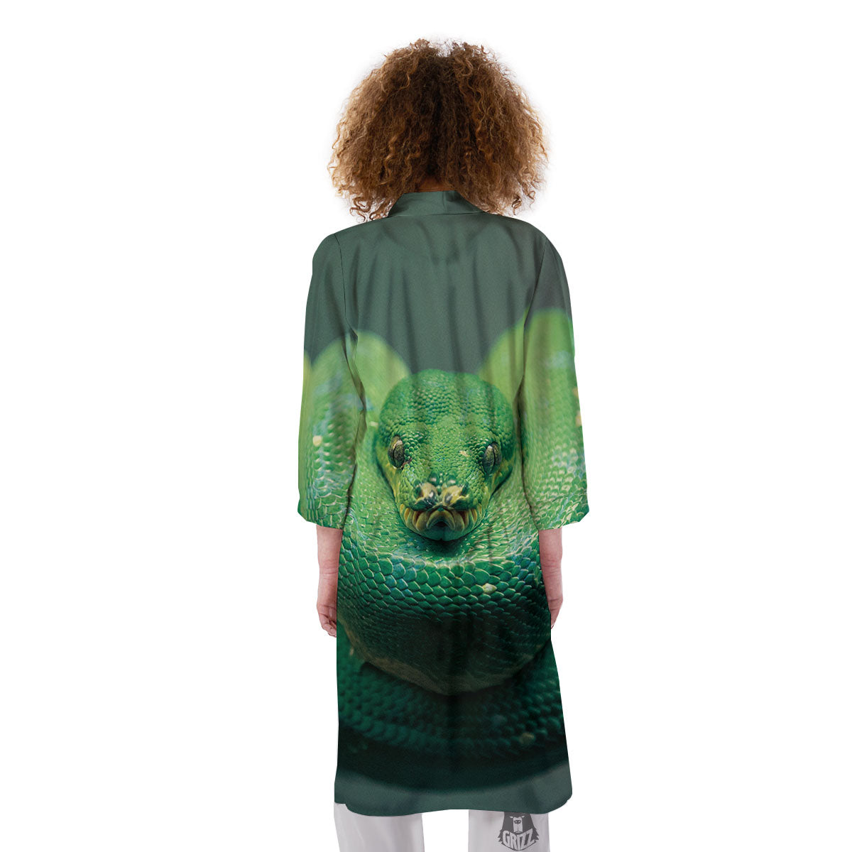 Snake Emerald Tree Boa Print Kimono-grizzshop