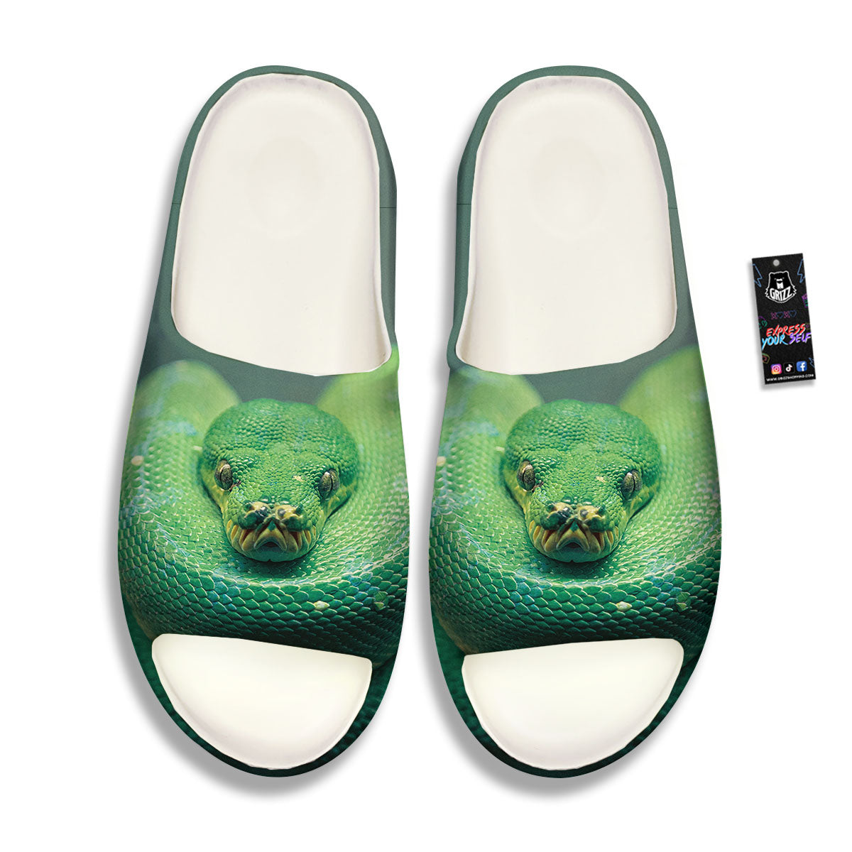 Snake Emerald Tree Boa Print Sandals-grizzshop