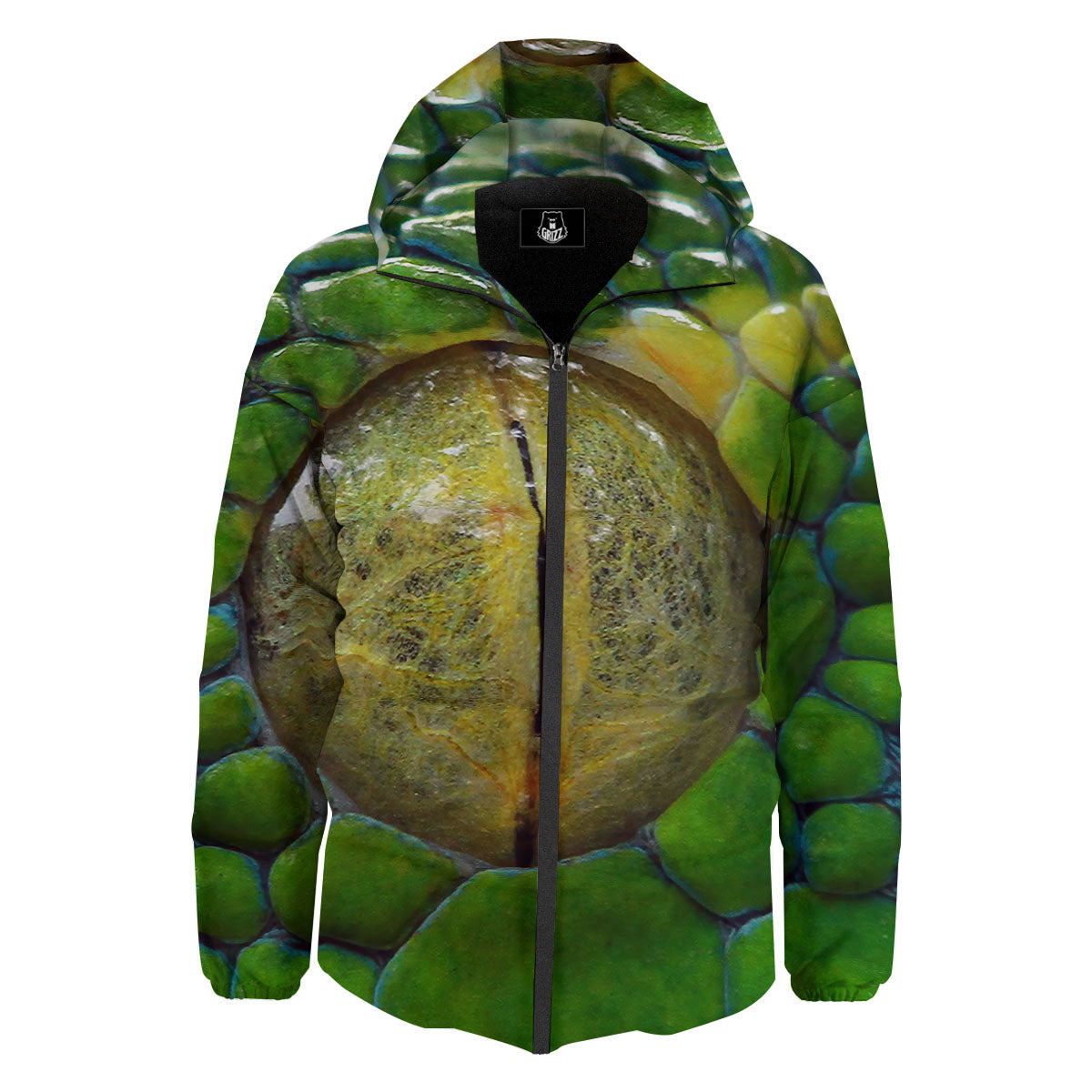 Snake Eye Green Print Down Jacket-grizzshop