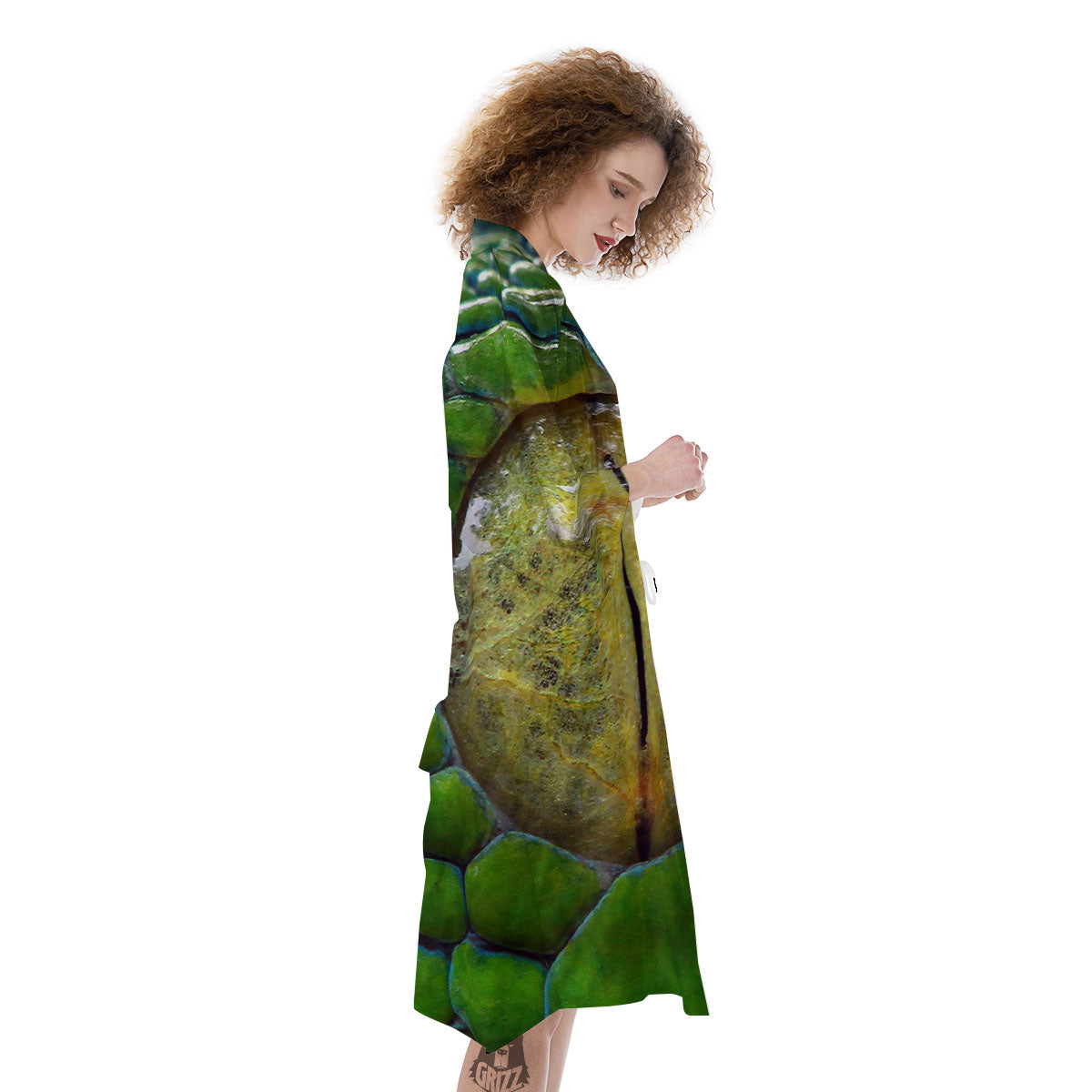 Snake Eye Green Print Kimono-grizzshop