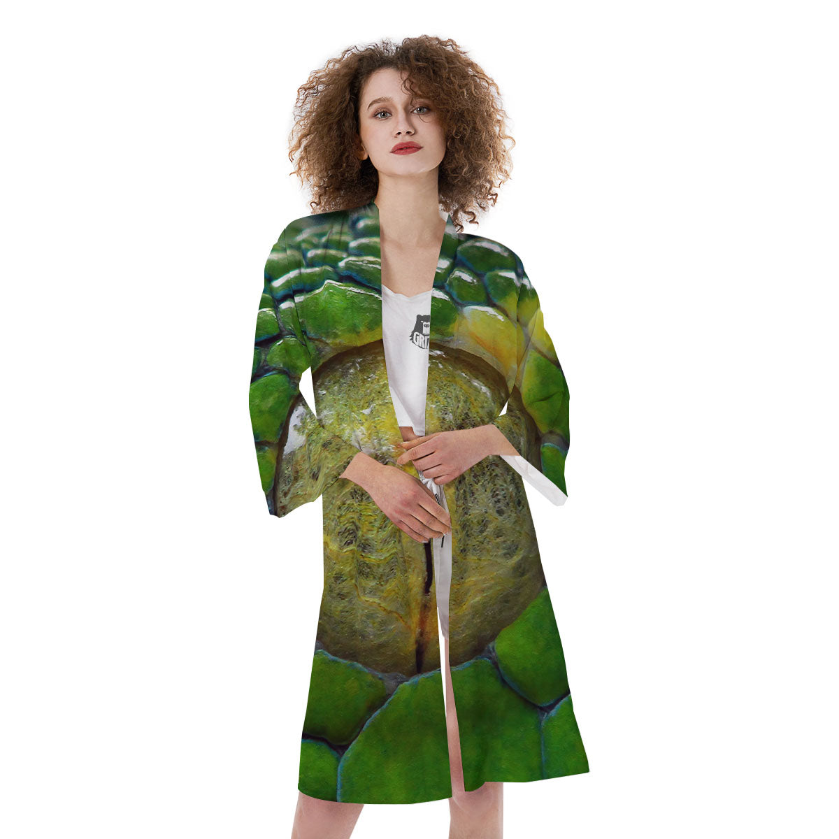 Snake Eye Green Print Kimono-grizzshop