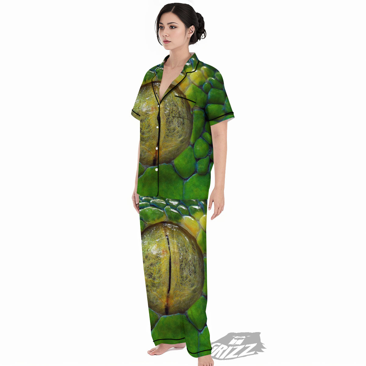 Snake Eye Green Print Women's Pajamas Set-grizzshop