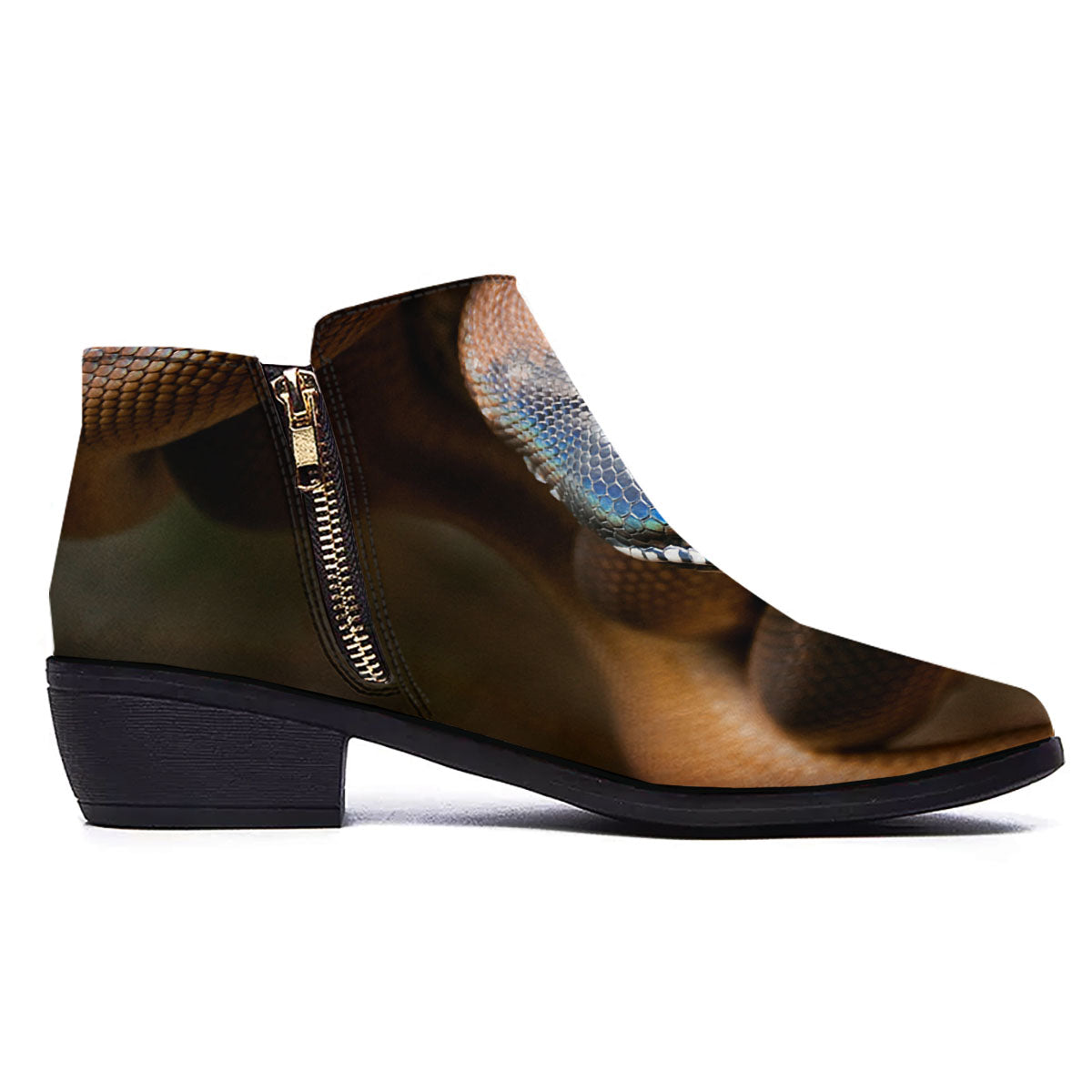 Snake Leiopython Print Ankle Boots-grizzshop