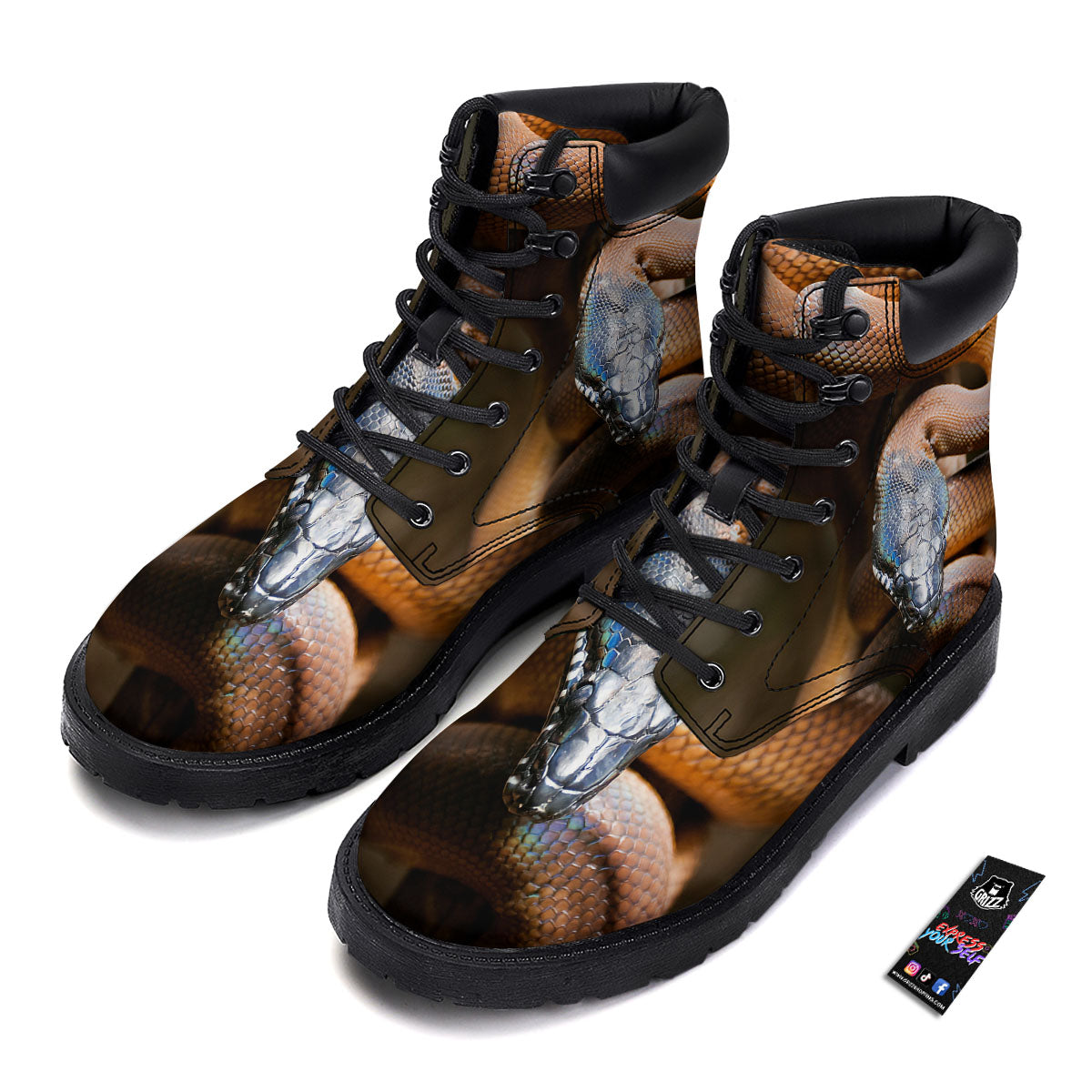 Snake Leiopython Print Boots-grizzshop
