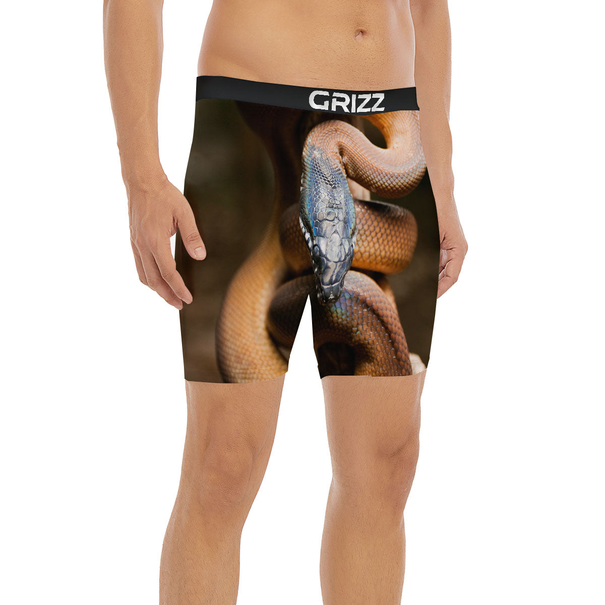 Snake Leiopython Print Boxer Briefs-grizzshop