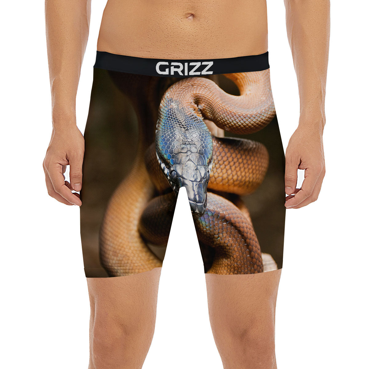 Snake Leiopython Print Boxer Briefs-grizzshop