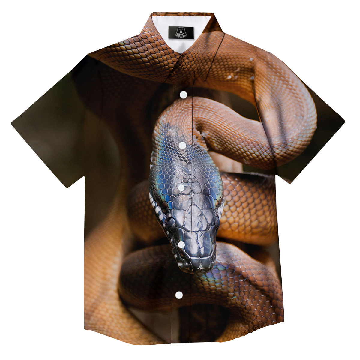 Snake Leiopython Print Button Up Shirt-grizzshop
