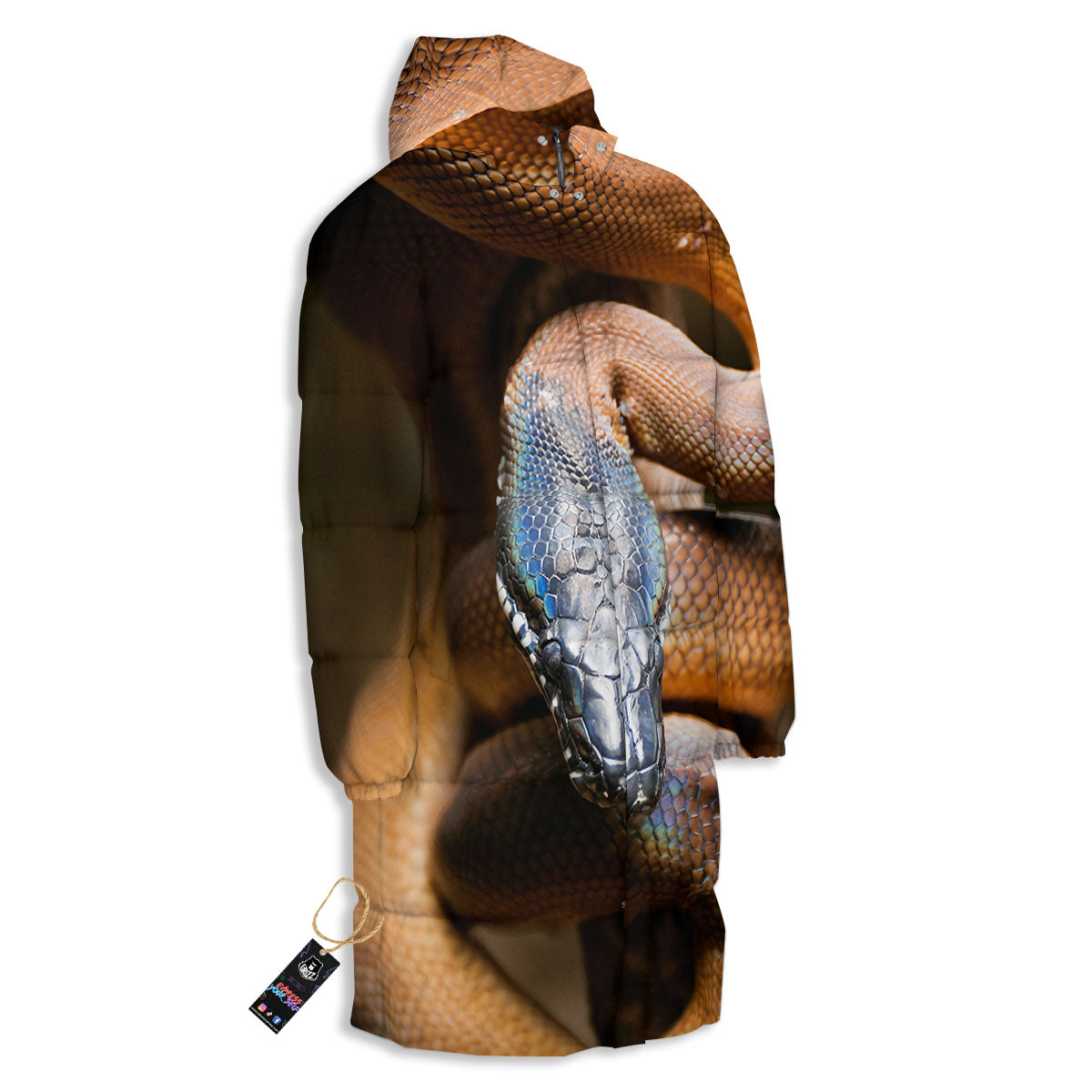 Snake Leiopython Print Long Down Jacket-grizzshop