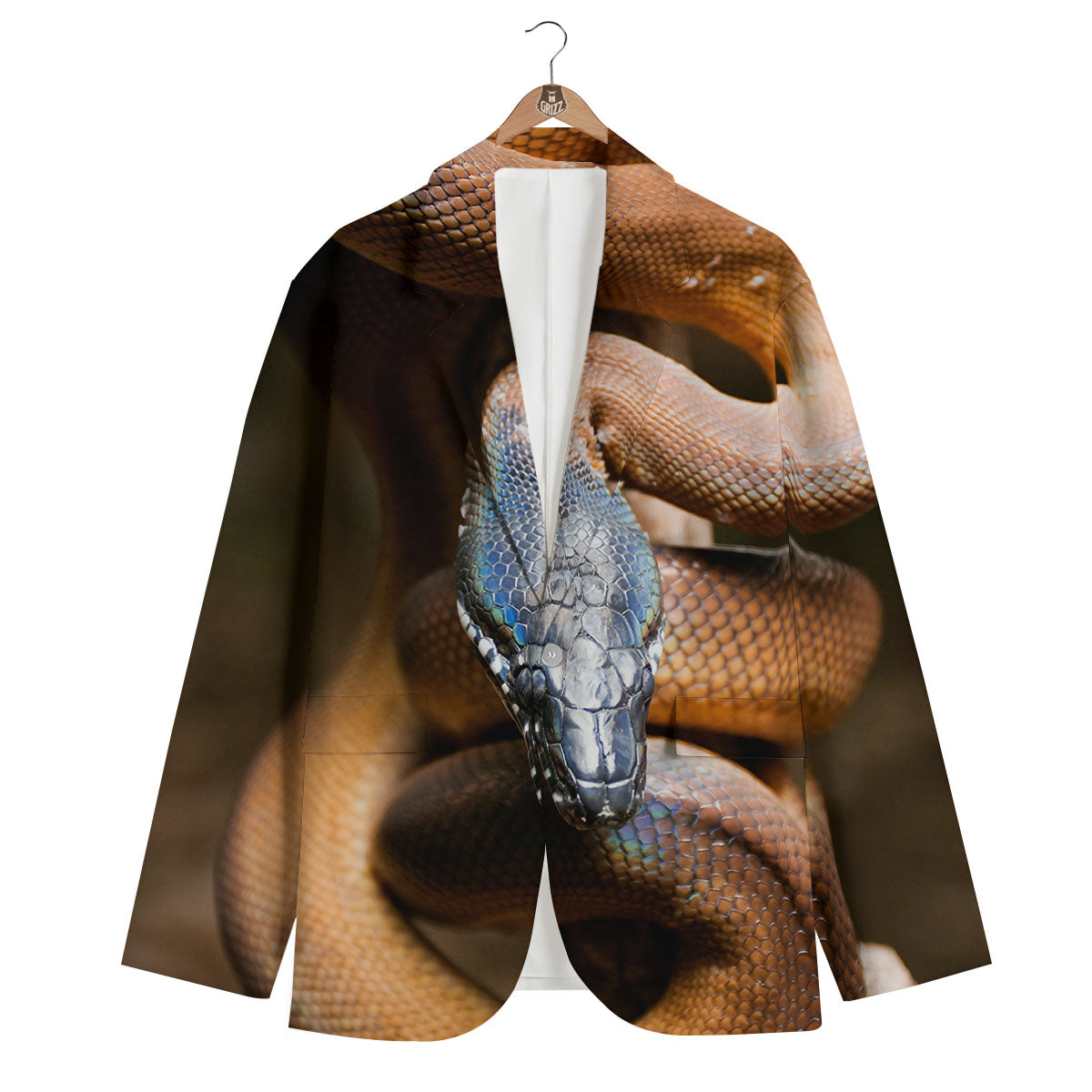 Snake Leiopython Print Men's Blazer-grizzshop