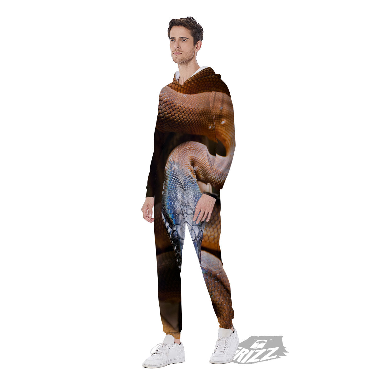 Snake Leiopython Print Men's Jumpsuit-grizzshop