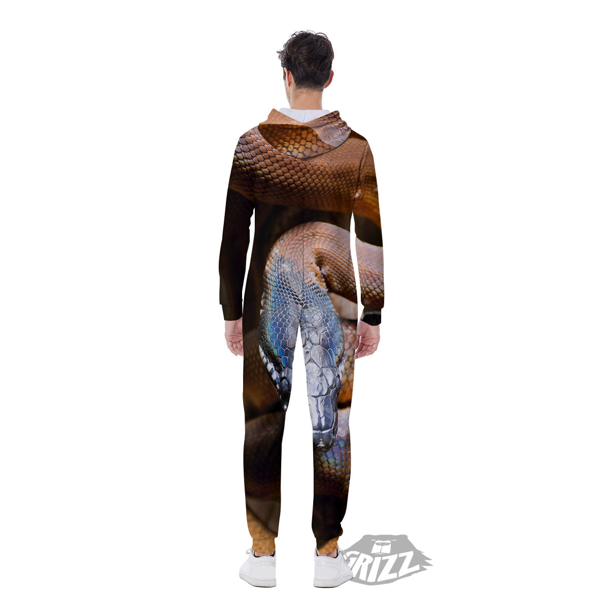 Snake Leiopython Print Men's Jumpsuit-grizzshop