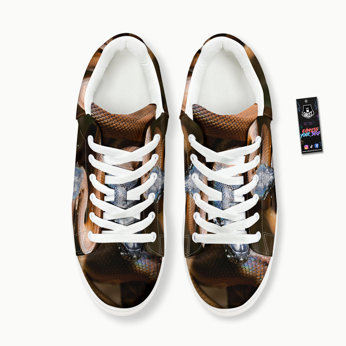 Snake Leiopython Print Platform Shoes-grizzshop