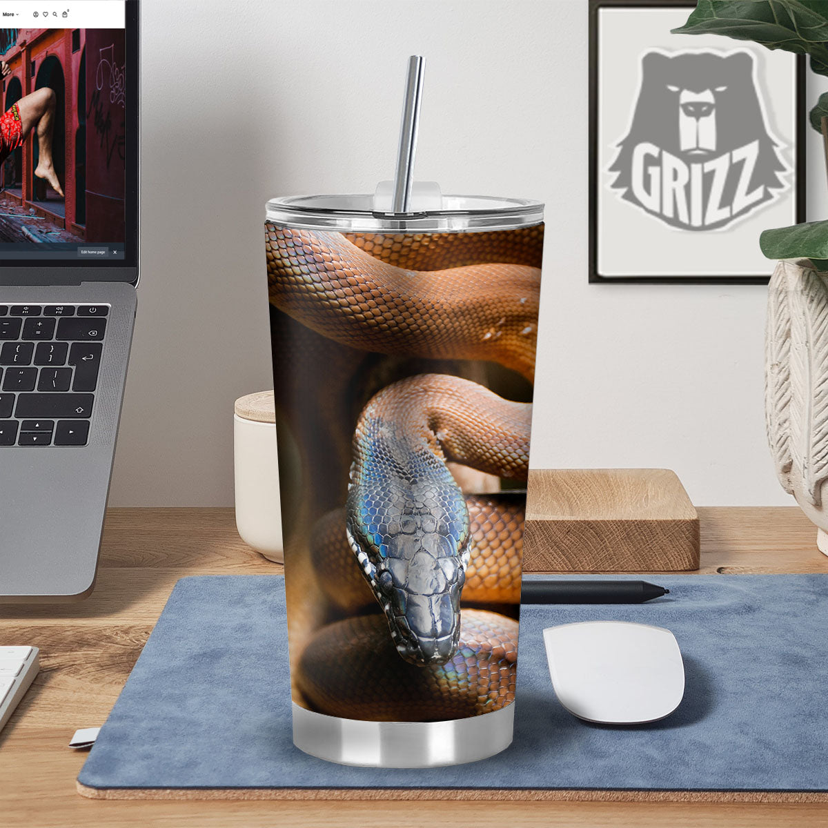Snake Leiopython Print Tumbler-grizzshop